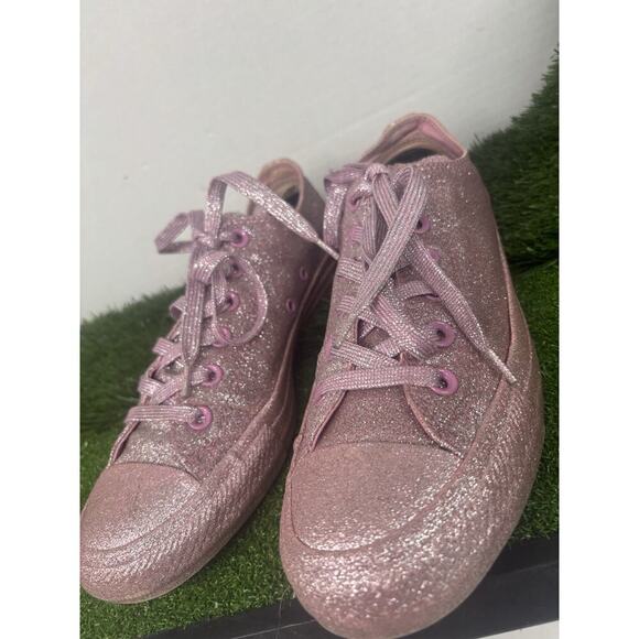 Women’s 9 Converse Chuck Taylor All Star OX Pink Glitter Shoes 162993C - Picture 2 of 7